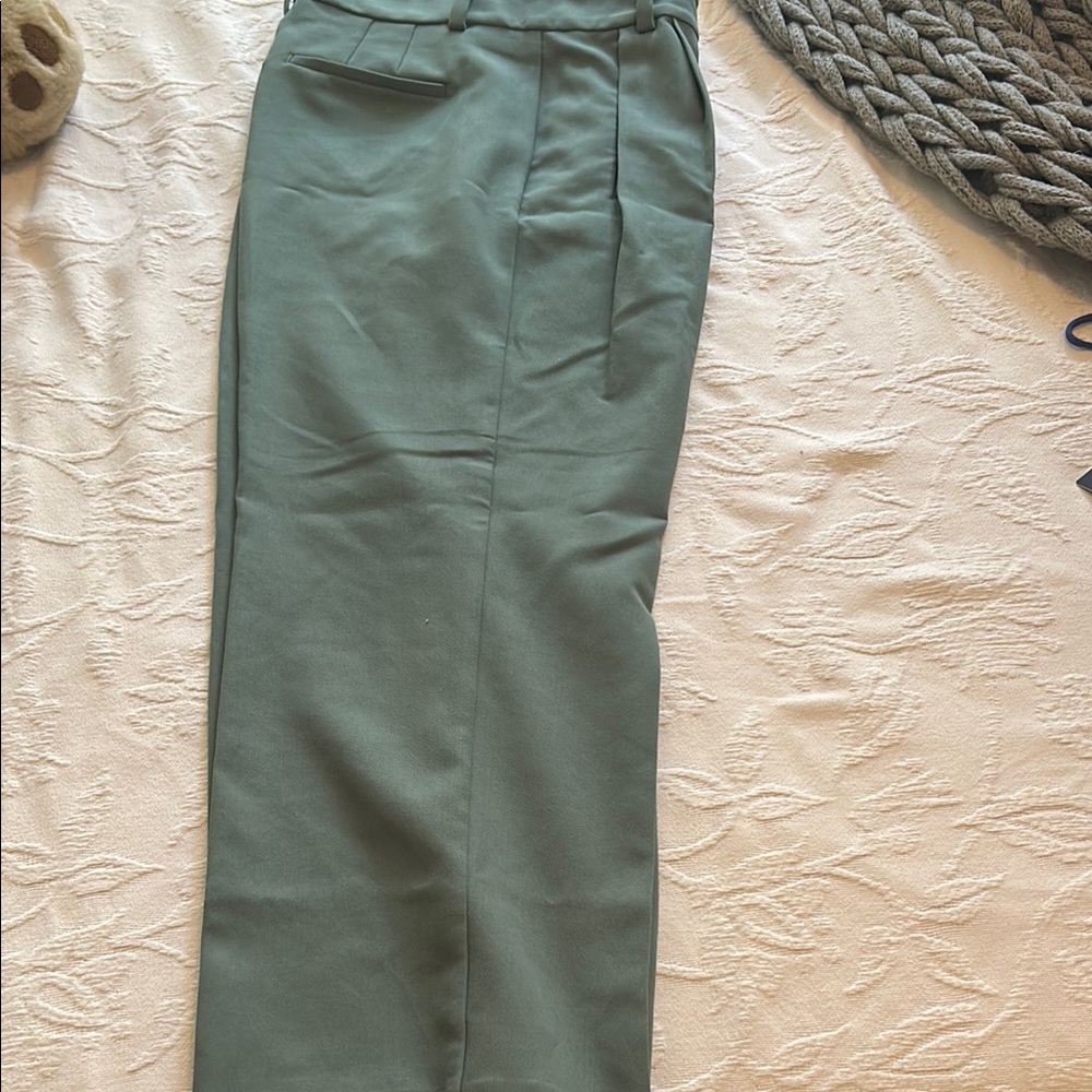 High waisted pleated work pants